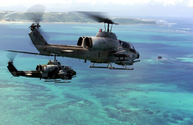 Image: Two U.S.M.C. AH-1W Super Cobra Helicopters