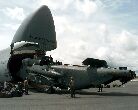 Thumbnail: U.S. Air Force MH-53J Pave Low is unloaded from a C-5 at the Libreville airport.