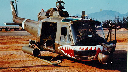 Image: Shark 157 at Quang Ngai - UH-1 Huey gunship helicopter